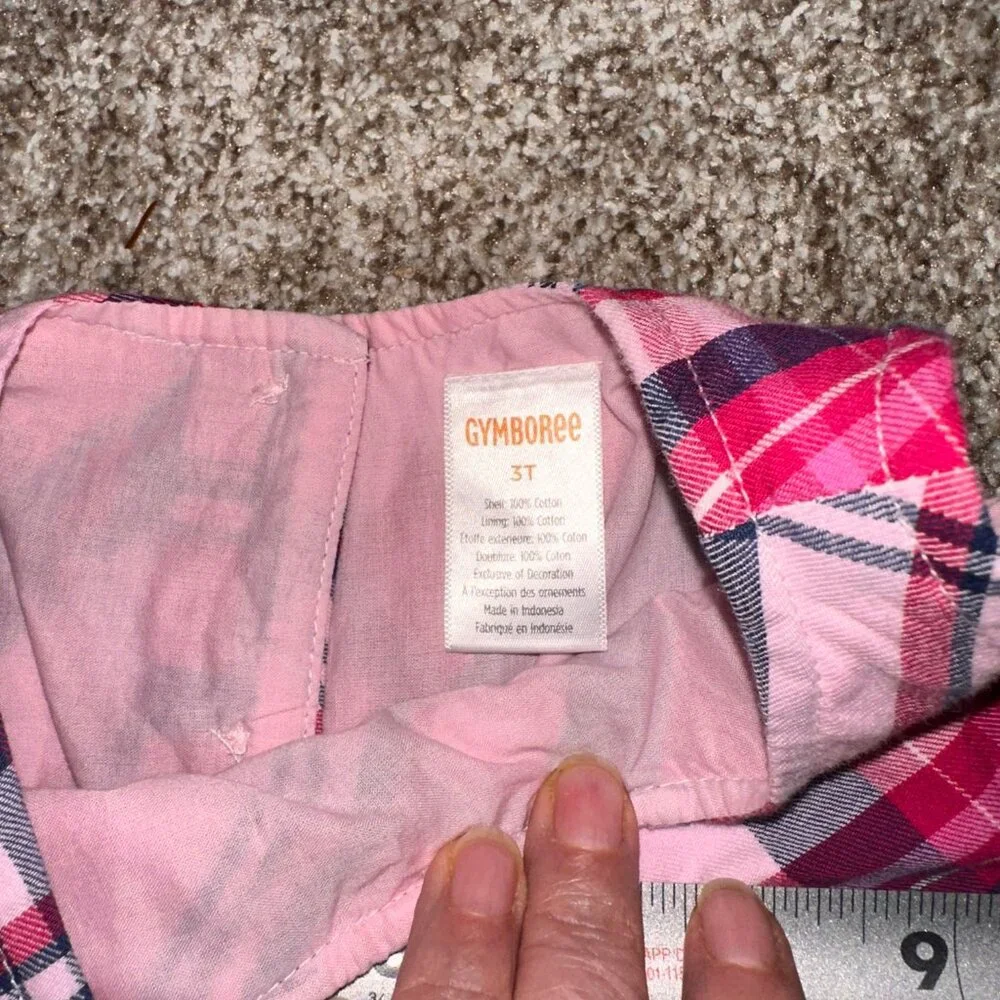 Girls GYMBOREE Dress Sz 3T - Pink/White PLAID w/ RUFFLES - layered skirt EUC